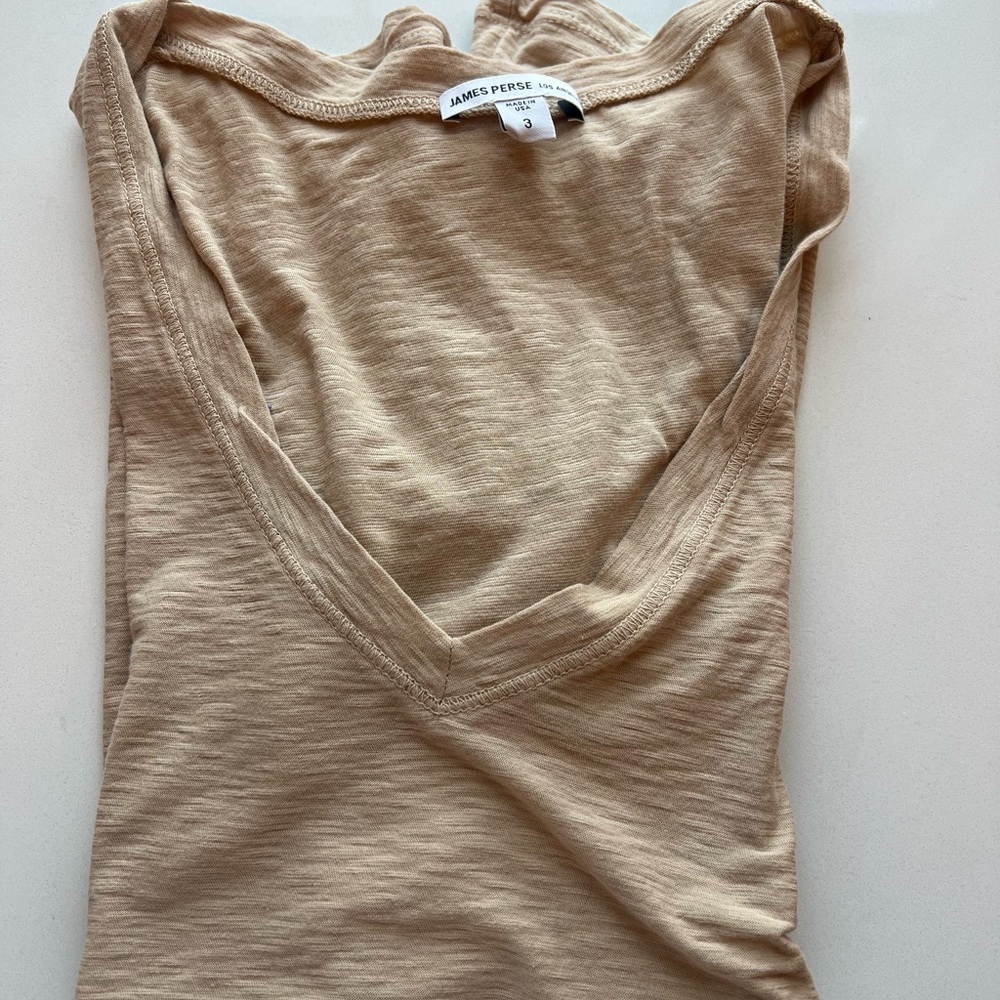 James Perse Beige V-Neck Tee